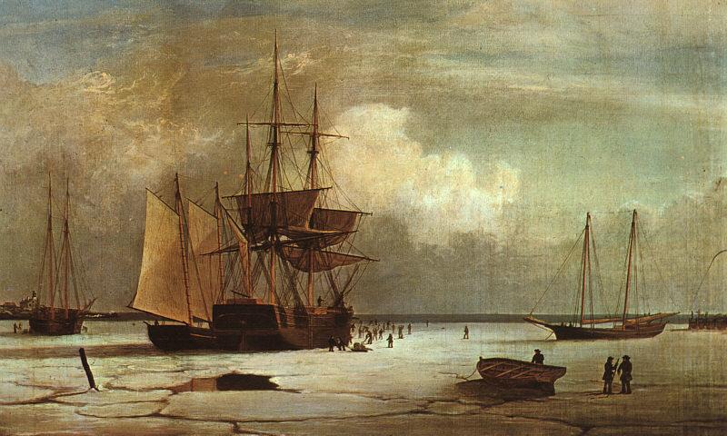 Fitz Hugh Lane Ships Stuck in Ice off Ten Pound Island, Gloucester china oil painting image